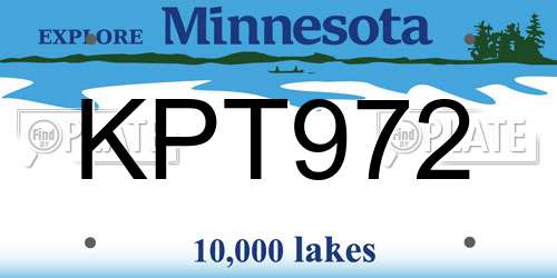 KPT972 Minnesota License Plate