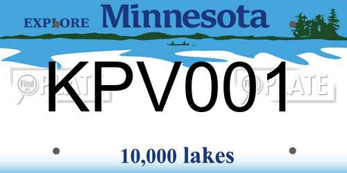 KPV001 Minnesota License Plate