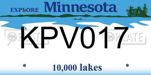KPV017 Minnesota License Plate