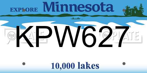KPW627 Minnesota License Plate