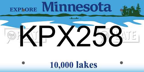 KPX258 Minnesota License Plate