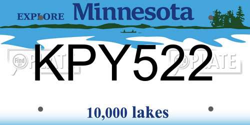 KPY522 Minnesota License Plate