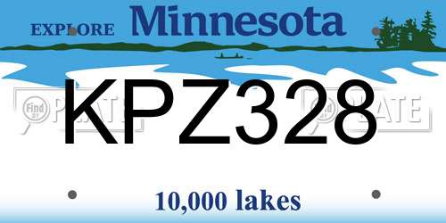 KPZ328 Minnesota License Plate