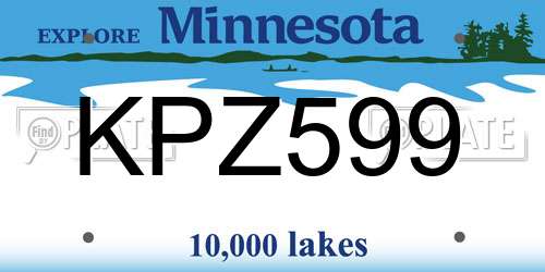 KPZ599 Minnesota License Plate