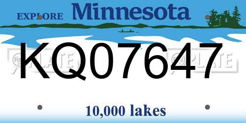 KQ07647 Minnesota License Plate