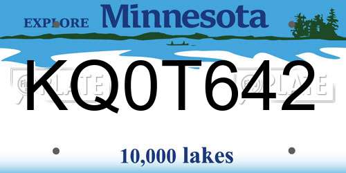 KQ0T642 Minnesota License Plate