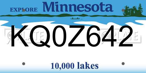 KQ0Z642 Minnesota License Plate