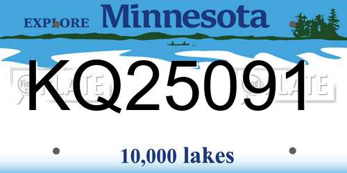 KQ25091 Minnesota License Plate