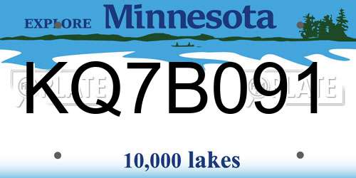 KQ7B091 Minnesota License Plate