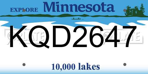 KQD2647 Minnesota License Plate
