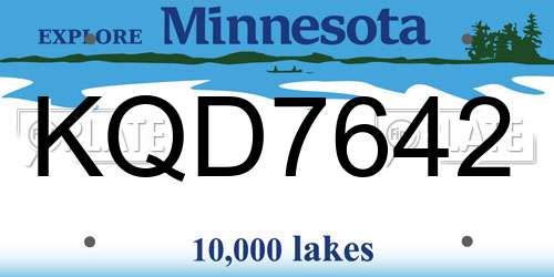 KQD7642 Minnesota License Plate