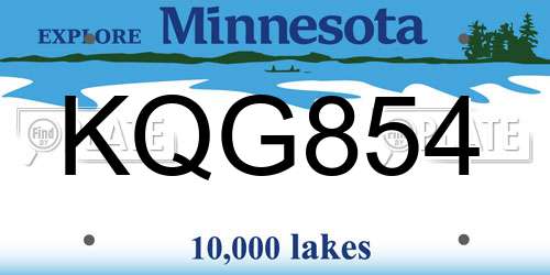 KQG854 Minnesota License Plate