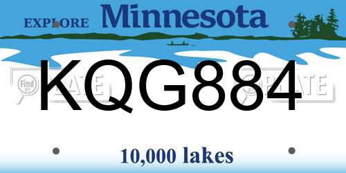 KQG884 Minnesota License Plate