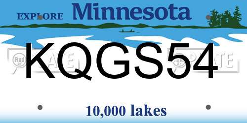KQGS54 Minnesota License Plate