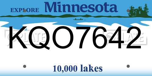 KQO7642 Minnesota License Plate