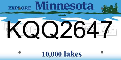 KQQ2647 Minnesota License Plate