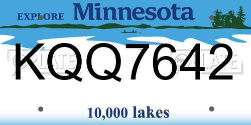KQQ7642 Minnesota License Plate