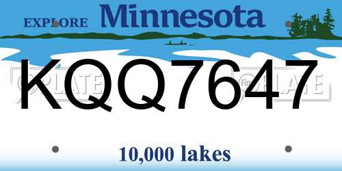 KQQ7647 Minnesota License Plate
