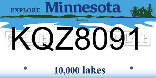 KQZ8091 Minnesota License Plate