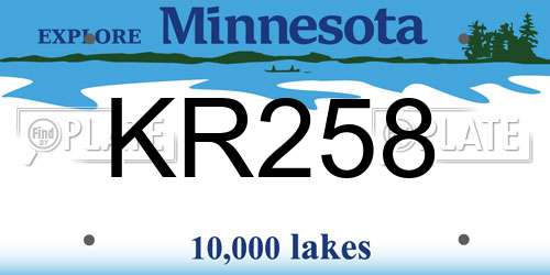 KR258 Minnesota License Plate