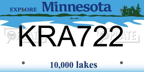 KRA722 Minnesota License Plate