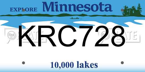 KRC728 Minnesota License Plate