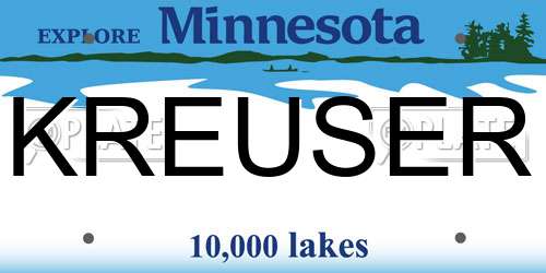 KREUSER Minnesota License Plate