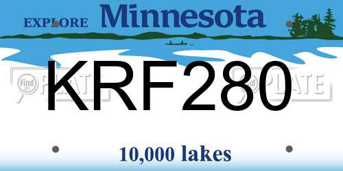 KRF280 Minnesota License Plate