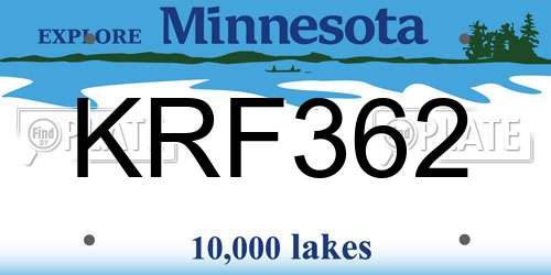 KRF362 Minnesota License Plate
