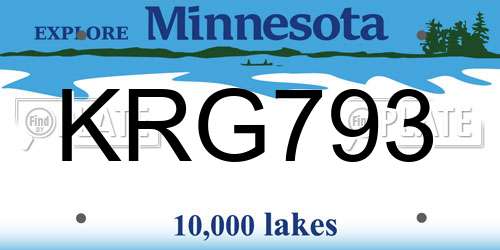 KRG793 Minnesota License Plate