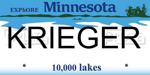 KRIEGER Minnesota License Plate