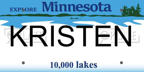 KRISTEN Minnesota License Plate