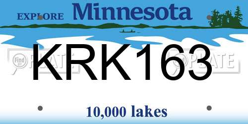 KRK163 Minnesota License Plate
