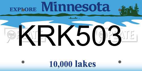 KRK503 Minnesota License Plate