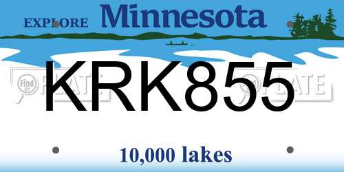 KRK855 Minnesota License Plate
