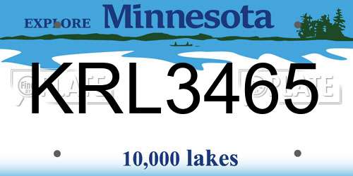 KRL3465 Minnesota License Plate