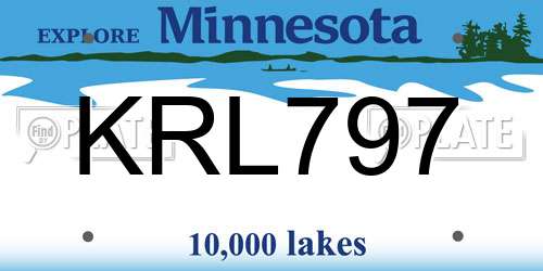 KRL797 Minnesota License Plate