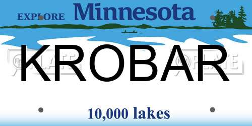 KROBAR Minnesota License Plate