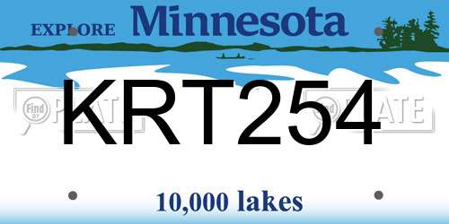 KRT254 Minnesota License Plate
