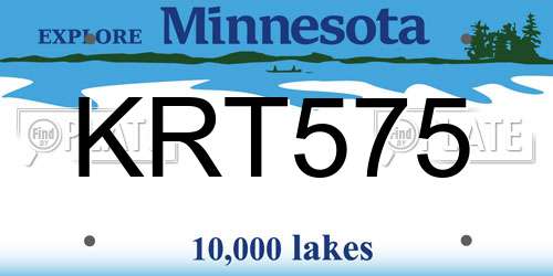 KRT575 Minnesota License Plate