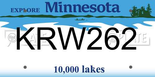 KRW262 Minnesota License Plate