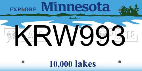 KRW993 Minnesota License Plate
