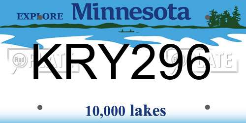 KRY296 Minnesota License Plate