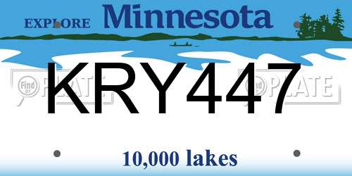 KRY447 Minnesota License Plate