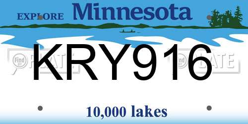 KRY916 Minnesota License Plate