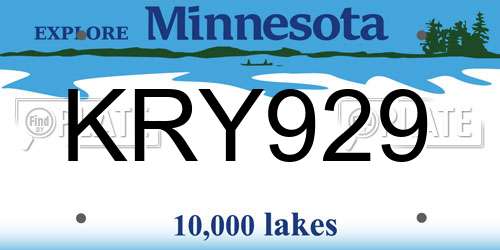 KRY929 Minnesota License Plate