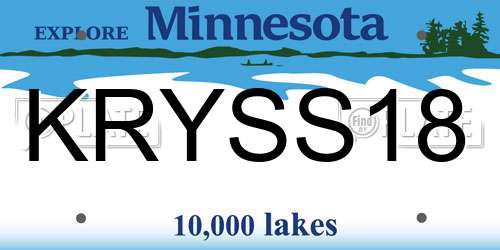 KRYSS18 Minnesota License Plate