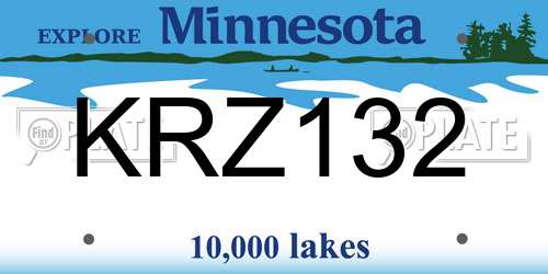 KRZ132 Minnesota License Plate