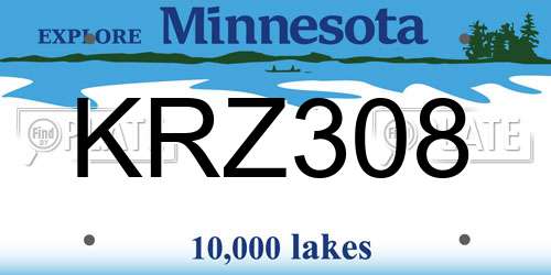 KRZ308 Minnesota License Plate