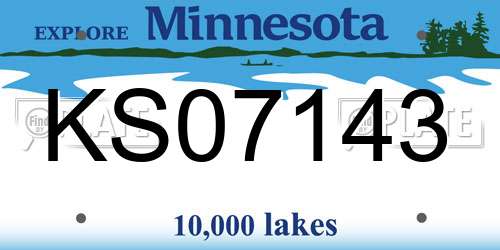 KS07143 Minnesota License Plate